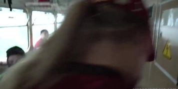 czech public gangbang - the gang runs a train on the train