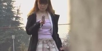 Boob and skirt sharking video of a cute Japanese hottie
