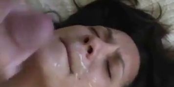 Dirty talking girl gets a big facial 2