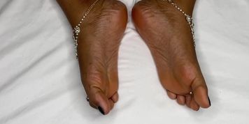 Black Foot Goddess Masturbates, Fucks White Dick & Cum Shot On Feet