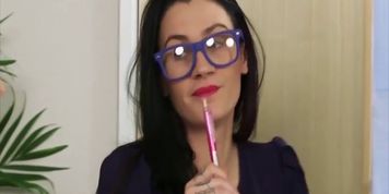 Babe sucks cock while her co-workers watch