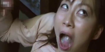 MILF delighted to suck 3 cocks & swallow