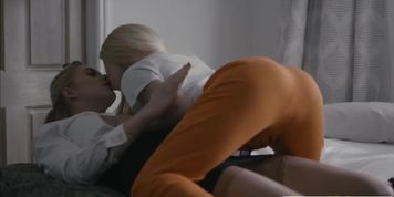 Blonde jail guard gets licked and fingered by lesbian inmate