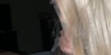 Blonde cute girl sucks cock 