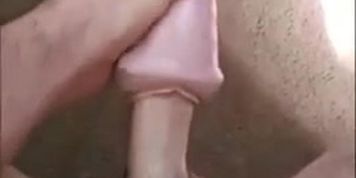 Dad-bod destroys pocket pussy in living room