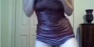 Dancing teen shows nice boobs