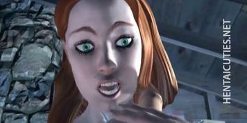 Horny 3D anime bitch rub a huge dick