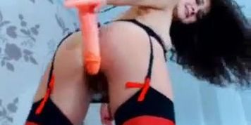 Hot Black Head Karisha Sucking Dildo And Masturbate
