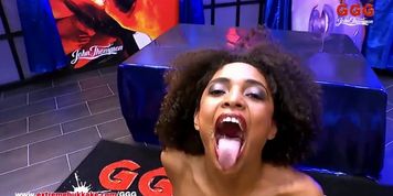 Sexy ebony Latina Luna Corazon moans in pleasure - Extreme Bukkake - ExtremeBukkake