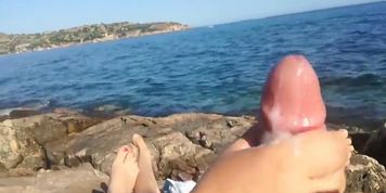 Public Risky Blowjob And Masturbating at Beach During Vocation..POV