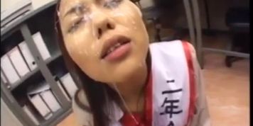 Cum covered japanese bukkake girl