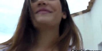 Amazing Latina brunette gets fucked by a fake realtor