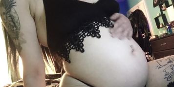 Goth Girl plays With Stuffed Belly