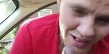 blonde swallows cum from bbc car