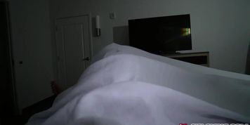 Blonde stepsister sneaking into my room and pleasuring my dick (Allie Nicole)