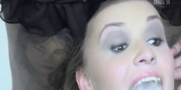 Premium Bukkake - Angela swallows 67 huge mouthful cumshots
