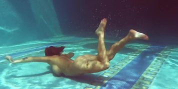 Slight pussy rubbing by Heidi Van Horny on poolside
