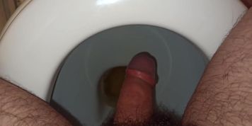 Morning pee in toilet, really relaxing time. Peehole closeup