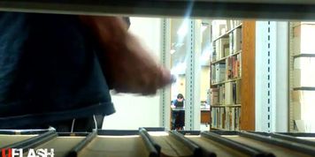 Dickflash for asian girl in library