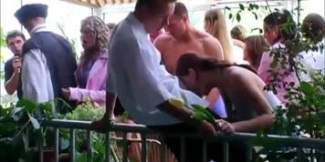 Uncensored Japanese outdoor nudist sex cult initiation ceremony featuring a row of spread butts followed by heavenly facesitting