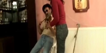 Gypsy girl pleasing blind man with cunt by riding