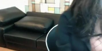 Korean big boobs camgirl in fishnet lingerie shows her body