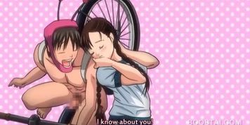 Big boobed hentai girl cunt fucked hard on a bicycle