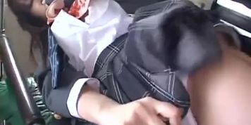 Japanese School Girl in A Bus
