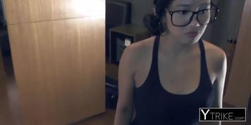 Handsome guy smashing a cute asian bitch in POV