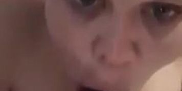 Ugly chick sucks dildo