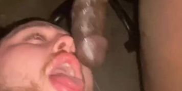 White dude sucks fucks my black cock like a good boy 