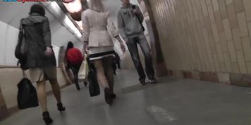 This XXX upskirt action was filmed in the subway (Office Lady)