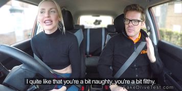 Blonde driving learner got creampie in car