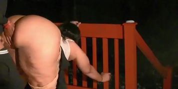 Tiffany makes guy cum on her ass in the snow