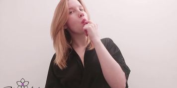Girl Passionate Caresses Big Boobs - Solo Closeup