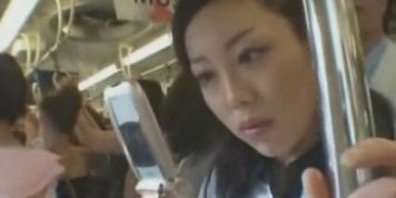 Mosaic; busty OL in train gives geek handjob 02