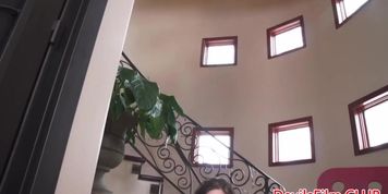 Glamorous solo teen masturbating solo