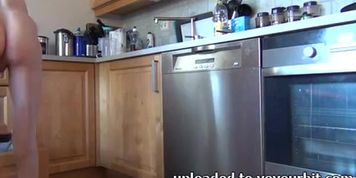 Naked in the kitchen..