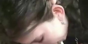 Brunette amateur gf blowjob and fuck in a car