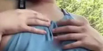 Flash boobs in car