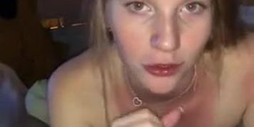 Amateur college teen giving a blowjob