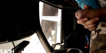 flash and cum in car
