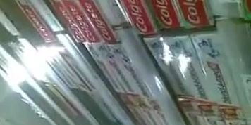 Upskirt supermarket promoter -