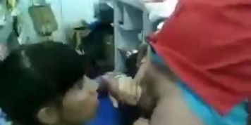 Getting a blowjob at work