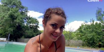 French MILF Gives an Amazing Blowjob by the Pool | CAM4
