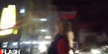 Flash Girl At Bus Stop