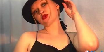 Blond in red lipstick smokes More 120
