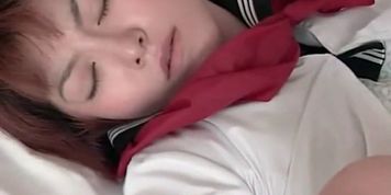 Petite horny Japanese school girl and her first time sex 