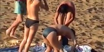 Nudist family leaving the beach (Between Them, Sandy Beach, Sarah Lollypop)