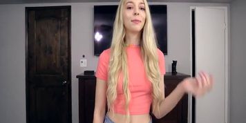 Blonde teen deepthroats her stepbrother and fucked hard